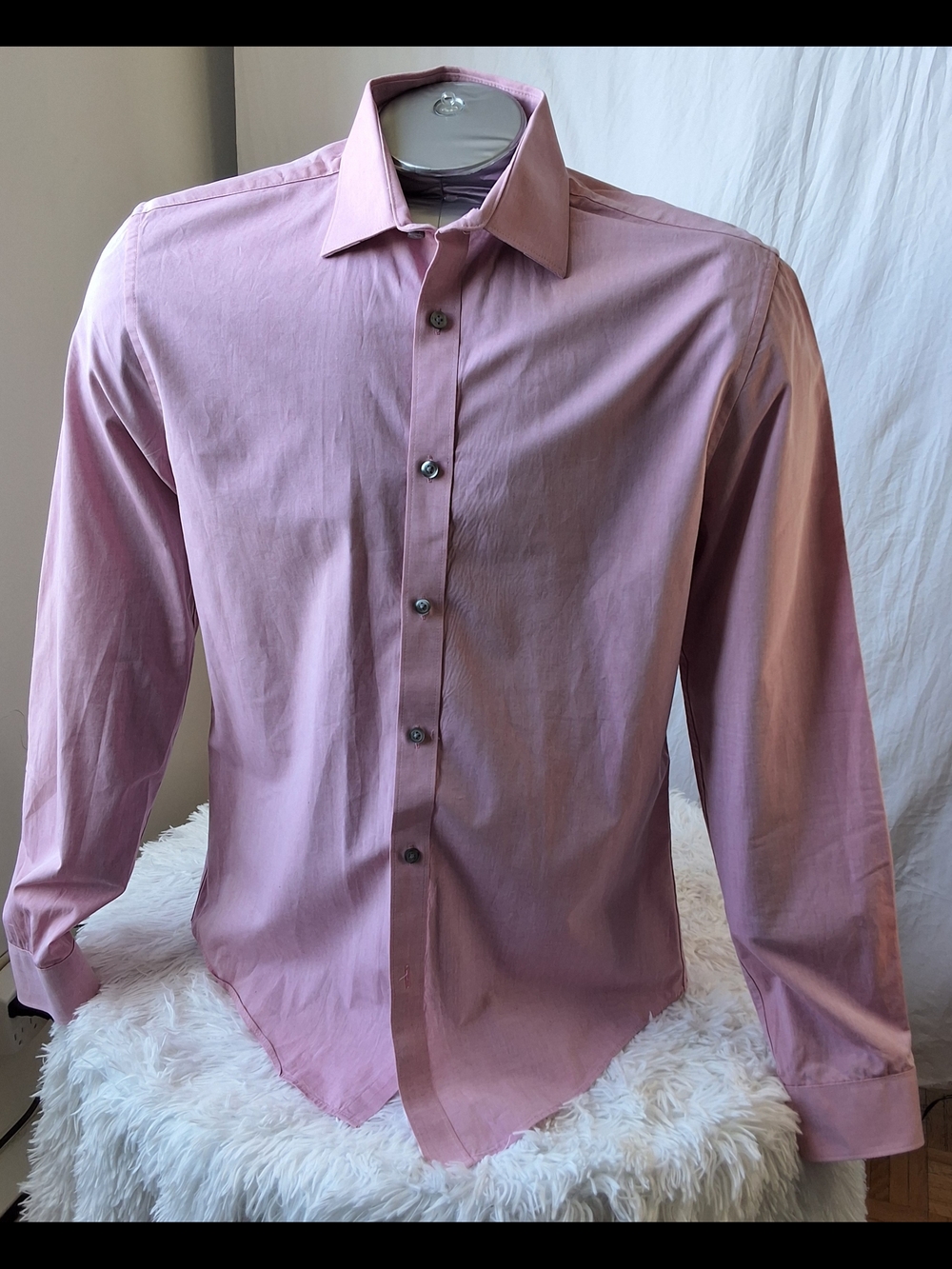 DKNY Men's Long-Sleeve Dress Shirt - Light Pink Size M